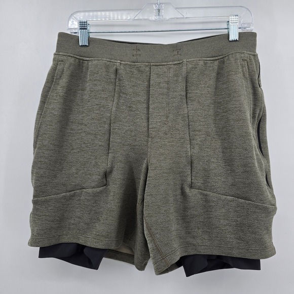 lululemon athletica Other - Lululemon Men's License To Train Shorts Size L Heathered Dark Olive, Lined 7"